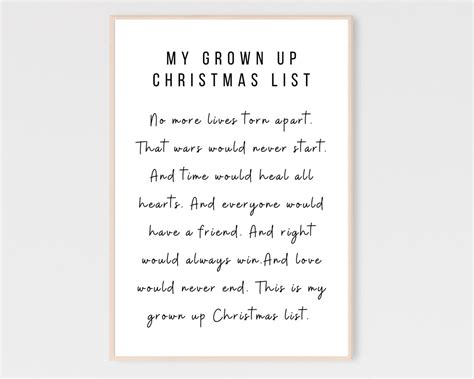 My Grown up Christmas List Printable Christmas Song, Christmas Decorations, Xmas Printable ...