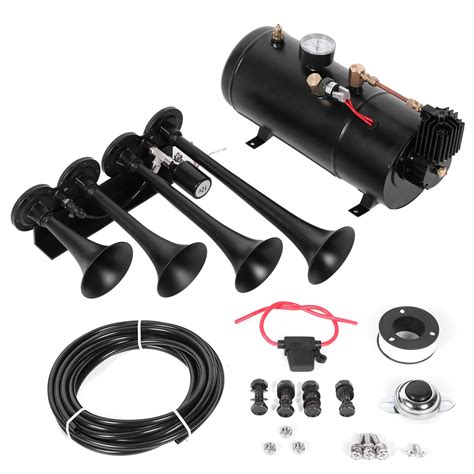 Buy Cocoarm 4 Trumpet Train Air Horn Kit 12V Air Compressor 150PSI Air Horn Kit Super Loud Zinc ...