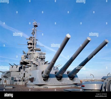 Main Guns, USS Alabama World War II Battleship, Tensas River, Mobile Stock Photo, Royalty Free ...