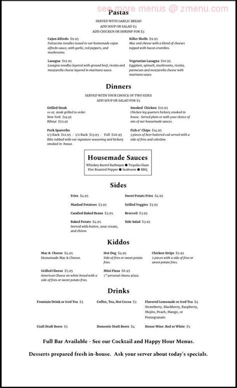 Menu at Fireside Grill pub & bar, Brookings