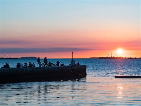 Premium Photo | Sunset in tamsui fishing harbor, taiwan.