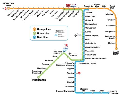 Transit Maps: Official Map: VTA San Jose Light Rail Map, 2020