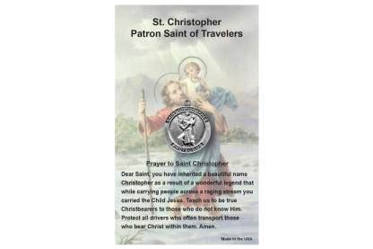 St. Christopher Medal On “Patron Saint Of Travelers” Prayer Card – St ...