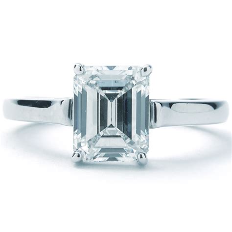 Tiffany & Co. Solitaire Emerald Cut Engagement Ring(2.45ct Center ...