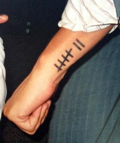 tally marks tattoo | Landon Erb’s tattoo of seven tally marks. | Mark tattoo, S tattoo, Tattoos