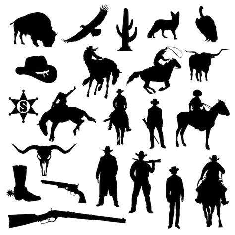 Premium Vector | Cowboy far west america silhouette clip art vector