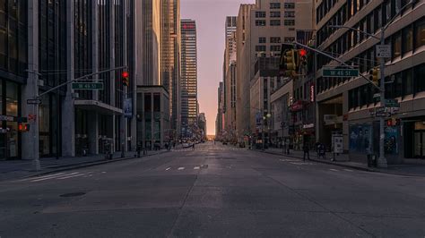 HD wallpaper: gray concrete road between buildings, people walking on ...