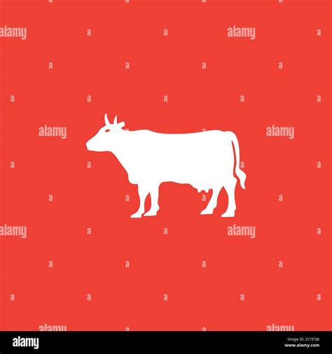 Cow Icon On Red Background. Red Flat Style Vector Illustration Stock Vector Image & Art - Alamy