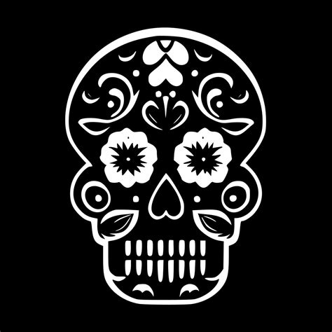 Sugar Skull, Black and White Vector illustration 23856174 Vector Art at Vecteezy