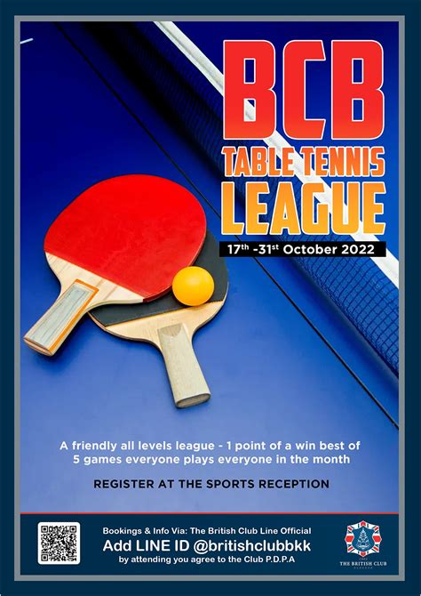 Table Tennis League - October 2022 - The British Club Bangkok