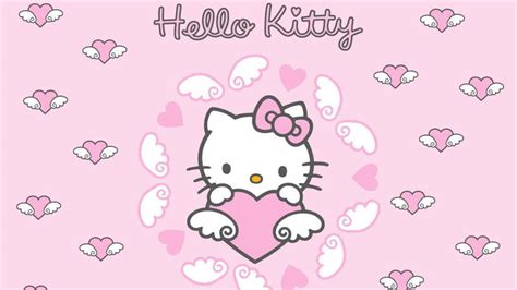 Download Pink Hello Kitty Heart With Wings Wallpaper | Wallpapers.com