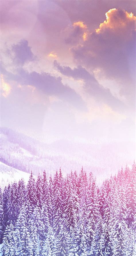 Purple and Pink snow mountain iPhone wallpaper | Winter background ...