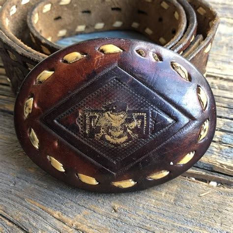 Tooled Leather Belt Leather Navajo Belt Leather | Etsy Leather Belt ...