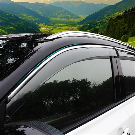 ABAIWAI 4PCS PC+Stainless Steel Car Window Visor Shades Awnings For ...