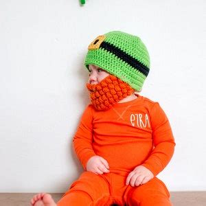 Leprechaun Hat Bearded Hat Crochet Beard Ginger Beard St - Etsy