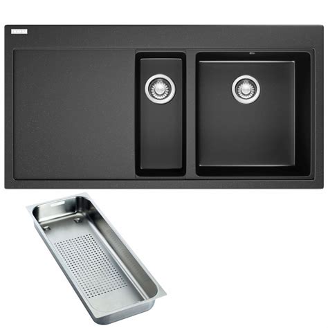 Franke Mythos 1.5 Bowl Onyx Black Granite Kitchen Sink & Waste MTG651-100 LHD