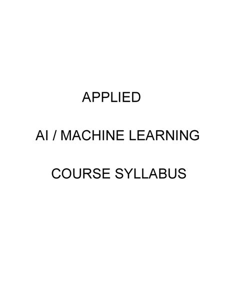 Applied AI Machine Learning course syllabus - APPLIED AI / MACHINE ...