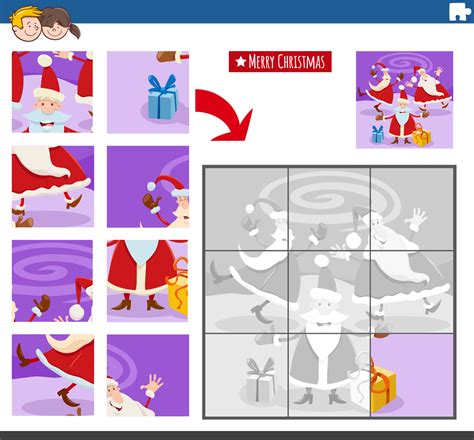 jigsaw puzzle game with Santa Claus Christmas holiday characters ...