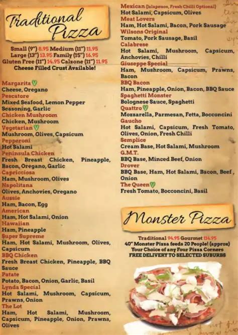 Giuseppe's Pizza Menu, Menu for Giuseppe's Pizza, Hastings, Mornington Peninsula - Urbanspoon/Zomato