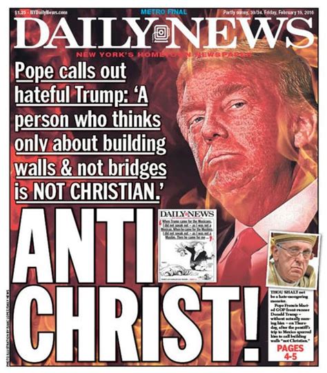 Daily News cover shows as Trump Antichrist amid pope feud - Business ...