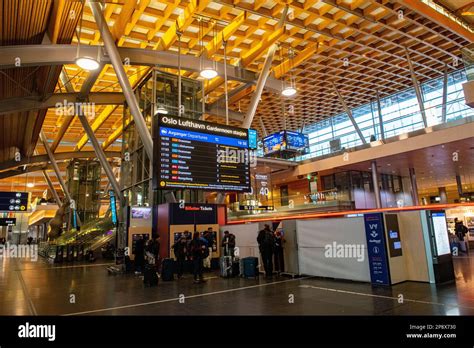 Oslo Gardermoen train station at Oslo airport (OSL) in Norway Stock ...