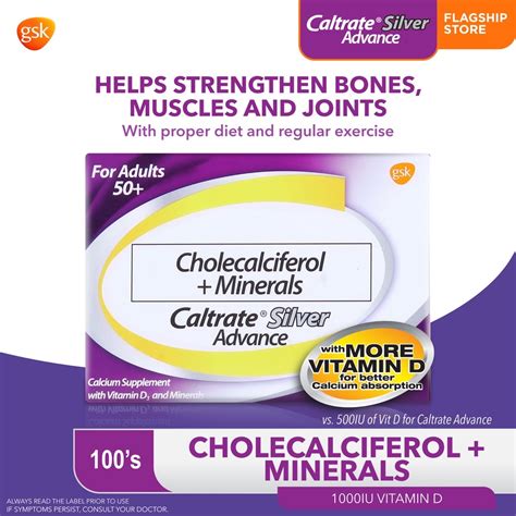 Caltrate Silver Advance Cholecalciferol + Minerals 100 tablets | Shopee Philippines