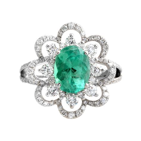 Vintage 2.69 CTW Emerald & Diamond Halo Ring - Shop Jewelry - Shop Jewelry, Watches & Accessories