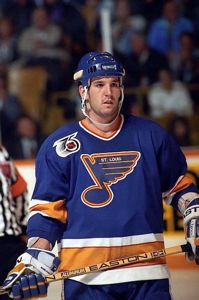 Brendan Shanahan of the St Louis Blues prepares for the faceoff during ...