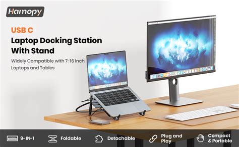 Amazon.com: USB C Laptop Docking Station Stand, HAMOPY 9 in 1 ...