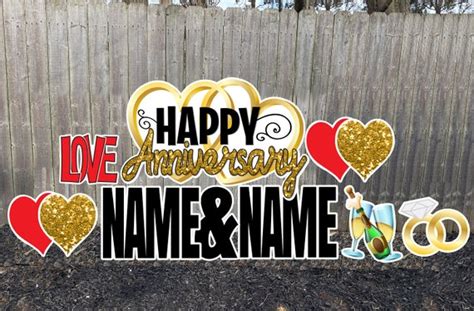 Personalized Happy Anniversary Yard Card Signs With Stakes: | Etsy