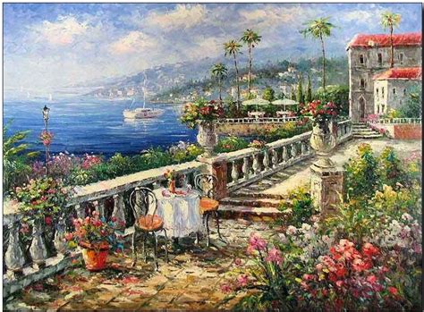 mediterranean sea | Oil painting landscape, Mediterranean paintings, Cityscape painting