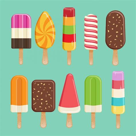 Premium Vector | Collection of 10 ice cream illustrations. tasty colorful ice candy set.