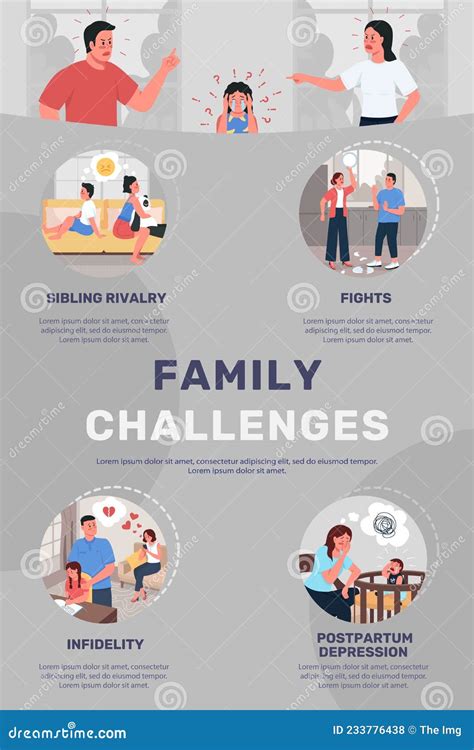 Family Challenges Flat Color Vector Infographic Template Stock Vector ...