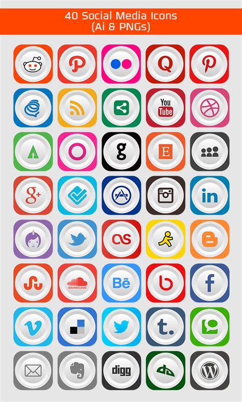 40 Free Social Media Icons (PNGs & Ai File)