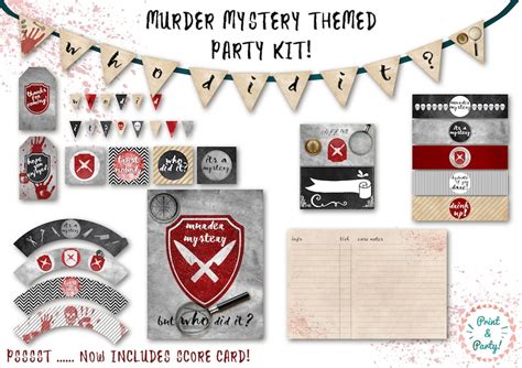 Murder Mystery Party Decor Kit Printable Home Decorations | Etsy