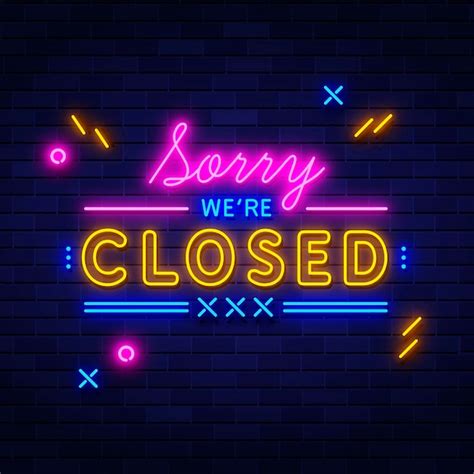 Free Vector | Neon sorry, we're closed sign