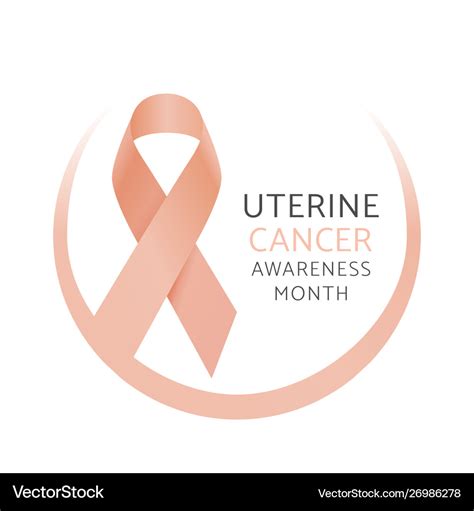 Peach ribbon uterine cancer awareness Royalty Free Vector