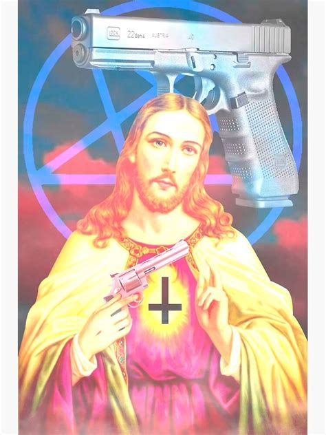 "Gun Jesus" Poster for Sale by Hadoukenhemp | Redbubble