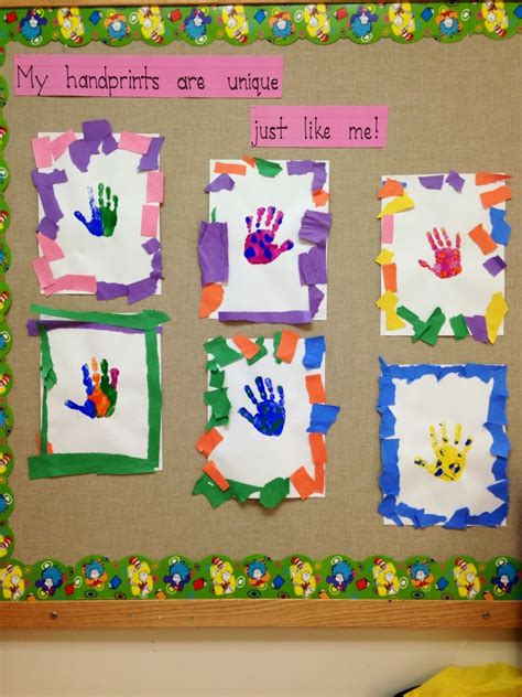 Unique handprints; tear construction paper to create frame - fine motor ...