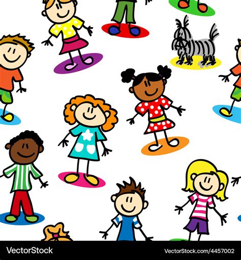 Seamless stick figure kids Royalty Free Vector Image