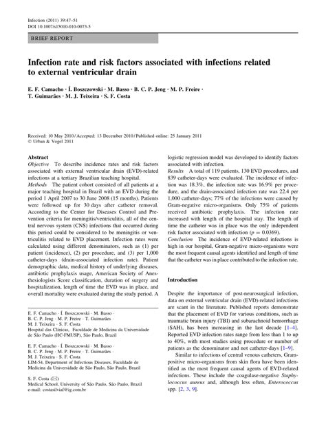 (PDF) Infection rate and risk factors associated with infections ...