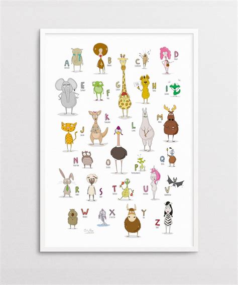 Printable Alphabet Poster Illustrated Animal Poster Wall | Etsy