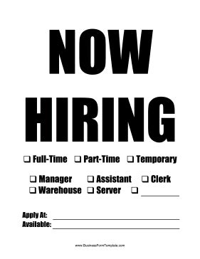 Customizable Now Hiring Sign Template