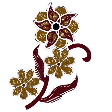 Batik Flower Vector Hd Images, Brown Modern Batik Java Flower, Batik ...