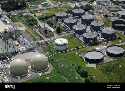 Aerial Views United Utilities Davyhulme Wastewater Treatment Works, main sewage and wastewater ...