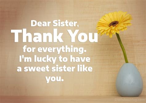 Thank You Sister Messages and Quotes - WishesMsg