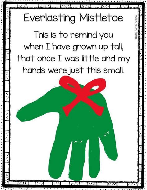 Christmas Mistletoe Handprint Poem | Preschool christmas crafts ...