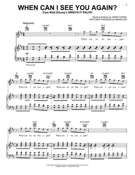 When Can I See You Again? | Sheet Music Direct