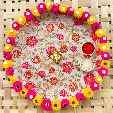 Beautiful floral design Rakhi Thali | Buy Online Rakhi Pooja Thali