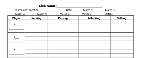 Free Volleyball Stats Sheets